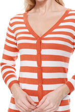 Load image into Gallery viewer, V Neck Striped Spandex Sweater Cardigan