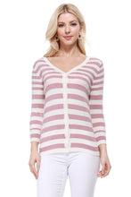 Load image into Gallery viewer, V Neck Striped Spandex Sweater Cardigan