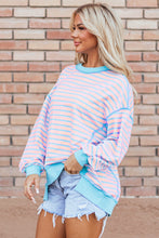 Load image into Gallery viewer, High-Low Striped Long Sleeve Sweatshirt