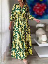 Load image into Gallery viewer, Printed Flounce Sleeve Maxi Dress