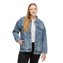 Load image into Gallery viewer, Women's Denim Jacket with Jamaican Heart Graphic — Floral Jamaica Pride Jean Jacket