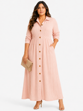 Load image into Gallery viewer, Tarah Textured Button Down Long Sleeve Maxi Dress