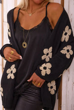 Load image into Gallery viewer, Flower Open Front Long Sleeve Cardigan