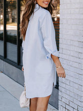 Load image into Gallery viewer, Button Up Collared Neck Long Sleeve Shirt Dress