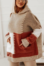 Load image into Gallery viewer, Color Block Kangaroo Pocket Hooded Sweater