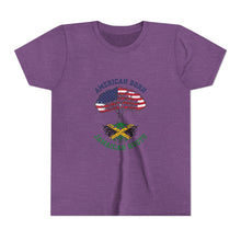 Load image into Gallery viewer, Youth Tee - "American Born Jamaican Roots" Patriotic USA/Jamaica Tree Graphic