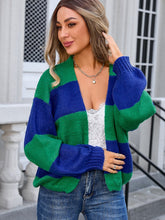 Load image into Gallery viewer, Striped Open Front Dropped Shoulder Cardigan