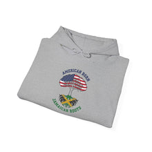 Load image into Gallery viewer, American Born Jamaican Roots Hoodie — Patriotic USA/Jamaica Flag Graphic