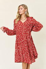 Load image into Gallery viewer, Carlie Printed Ruffle Hem Long Sleeve Dress