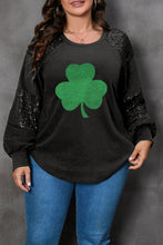 Load image into Gallery viewer, Lucky Clover Sequin Round Neck Blouse