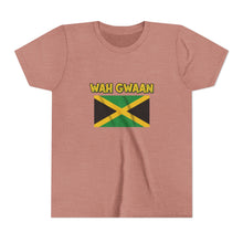 Load image into Gallery viewer, Youth Tee - "Wah Gwaan" Jamaican Flag Kids Shirt