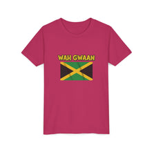 Load image into Gallery viewer, Youth Tee - "Wah Gwaan" Jamaican Flag Kids Shirt