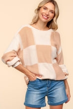 Load image into Gallery viewer, Melanie Checkered Drop Shoulder Sweater