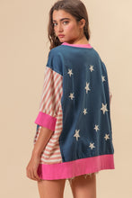 Load image into Gallery viewer, US Flag Theme Color Block Star Patch T-Shirt