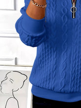 Load image into Gallery viewer, Texture Half Zip Long Sleeve Sweatshirt