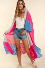 Load image into Gallery viewer, COLOR BLOCK KIMONO MAXI OPEN CARDIGAN