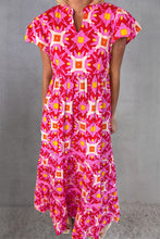 Load image into Gallery viewer, Printed Notched Cap Sleeve Dress