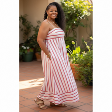 Load image into Gallery viewer, Women's A-Line Stunning White Striped Maxi Dress