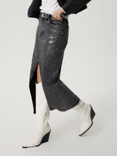 Load image into Gallery viewer, Slit Midi Denim Skirt with Pockets