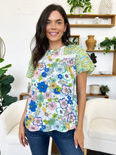 Load image into Gallery viewer, Floral Round Neck Puff Sleeve Blouse