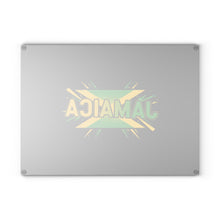 Load image into Gallery viewer, Jamaica Glass Cutting Board — Jamaican Flag Graphic Kitchen Prep Board