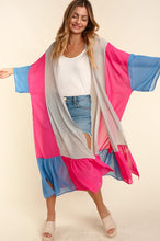 Load image into Gallery viewer, COLOR BLOCK KIMONO MAXI OPEN CARDIGAN