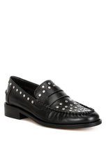 Load image into Gallery viewer, Oglavia Studs Embellished Leather Loafers
