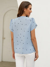 Load image into Gallery viewer, Heart Print Notched Petal Sleeve Blouse