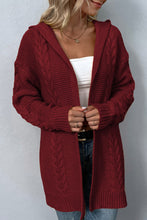 Load image into Gallery viewer, Cable-Knit Dropped Shoulder Hooded Cardigan