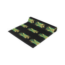 Load image into Gallery viewer, Jamaica Flag Script Table Runner — Black Cotton-Poly Dining Accent