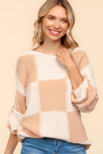 Load image into Gallery viewer, Melanie Checkered Drop Shoulder Sweater