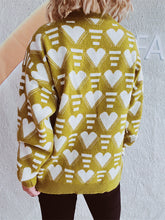 Load image into Gallery viewer, Heart Contrast Long Sleeve Dropped Shoulder Sweater