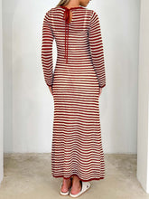 Load image into Gallery viewer, Devine Tied Round Neck Striped Sweater Dress