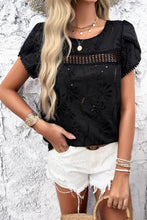 Load image into Gallery viewer, Eyelet Round Neck Petal Sleeve Blouse