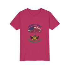 Load image into Gallery viewer, Youth Tee - "American Born Jamaican Roots" Patriotic USA/Jamaica Tree Graphic