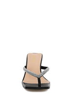 Load image into Gallery viewer, LITCHI CRYSTAL LINED THONG BLOCK HEELED SANDAL