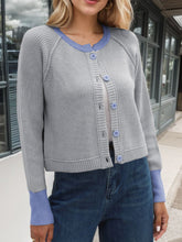 Load image into Gallery viewer, Contrast Button Up Long Sleeve Cardigan