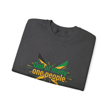 Load image into Gallery viewer, Out of Many One People Sweatshirt – Jamaican Flag Unity Crewneck
