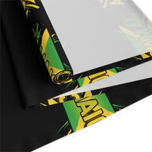 Load image into Gallery viewer, Jamaica Flag Script Table Runner — Black Cotton-Poly Dining Accent
