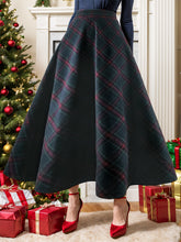 Load image into Gallery viewer, Plaid Elastic Waist Midi Skirt