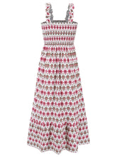 Load image into Gallery viewer, Smocked Printed Square Neck Sleeveless Dress
