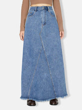 Load image into Gallery viewer, Raw Hem Maxi Denim Skirt