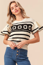Load image into Gallery viewer, Gabby Square Short Sleeve Striped Sweater