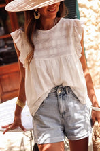 Load image into Gallery viewer, White Ruffled Lace Flowy Tank Top