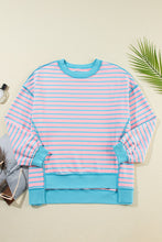 Load image into Gallery viewer, High-Low Striped Long Sleeve Sweatshirt