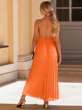 Load image into Gallery viewer, Livy Backless Pleated Halter Neck Dress