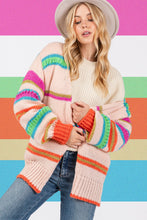 Load image into Gallery viewer, Striped Open Front Knit Cardigan