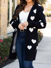 Load image into Gallery viewer, Heart Open Front Long Sleeve Cardigan
