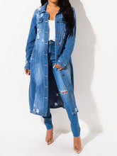 Load image into Gallery viewer, Long Sleeve Raw Hem Denim Jacket