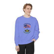 Load image into Gallery viewer, American Born Jamaican Roots Sweatshirt — Patriotic Jamaica Flag Crewneck